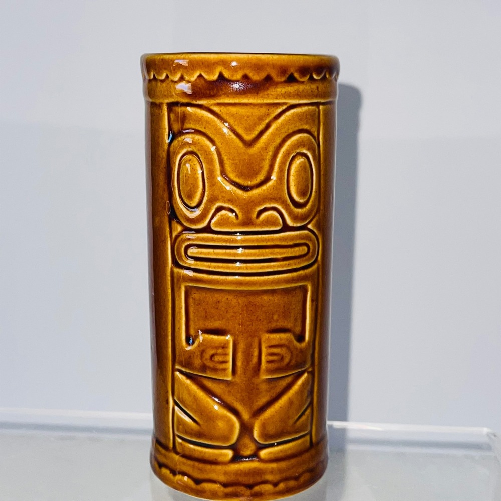 Shonfeld's Tiki Totem Mug Ceramic Brown Glazed Barware 6 Inch